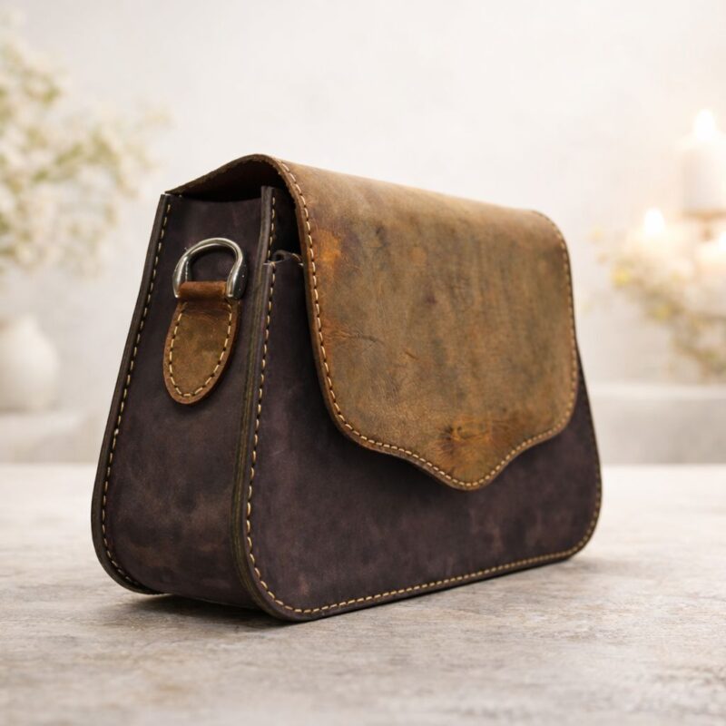 Deri Zarif Omuz Çantası Kahve